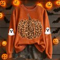 thumbnail image 2 of Bainana Women'S Halloween Sweatshirts Leopard Pumpkin Graphic Pullover Shirt Trendy Theme Party Sweatshirts Orange S, 2 of 4