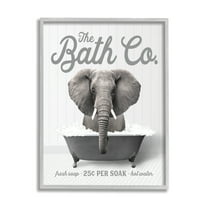 Stupell Industries Bubble Bath Elephant Animals & Insects Painting Gray Framed Art Print Wall Art, 24 x 30