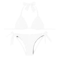 thumbnail image 5 of Women Halter Bikini Set - Two Piece Triangle Swimsuit Tie Bathing Suit Cute Swimwear White S, 5 of 5