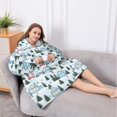 thumbnail image 5 of Oversized Wearable Blanket Hoodie,Light Blue Christmas House and Tree Pattern Sherpa Blanket Hoodie with Super Pockets,Super Warm Fuzzy Pullover for Women & Men, 5 of 6