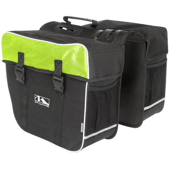 Amsterdam Double Bicycle Pannier Bag in Black/Green