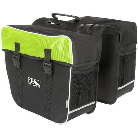 Traveller Pannier - Amsterdam Double Bicycle Pannier Bag in Black/Green