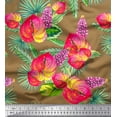 thumbnail image 1 of Soimoi Rayon Fabric Leaves,Laceleaf & Lupine Floral Printed Fabric 1 Yard 42 Inch Wide, 1 of 1