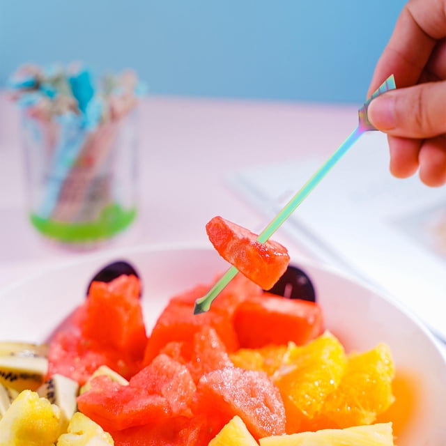 unbranded 1 De Fruit Forks De Acero Inoxidable Con Soporte Para Uso En Cocina Multicolor