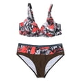 thumbnail image 1 of Traje de baño HUOGUO Sexy con estampado de hojas divididas para mujer, 1 of 4
