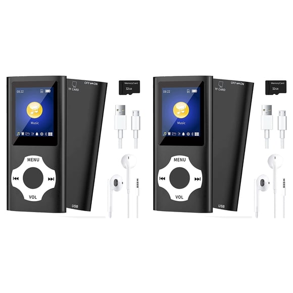 2X Reproductor de Música MP3 con Bluetooth 5.0, Reproductor de Música HiFi Portátil/Visor de Fotos/Vídeo/Reproductor de Libros Electrónicos para Niños (Negro)