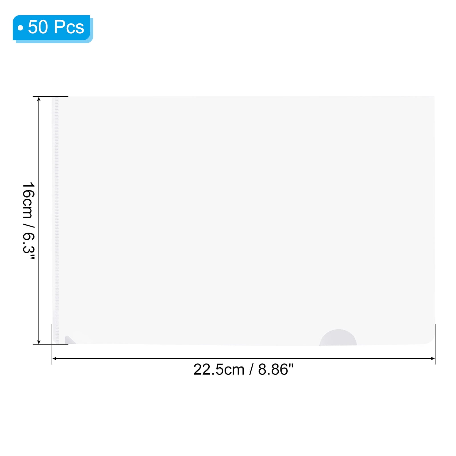 Uxcell L Type Folders 50 Pack A5 Plastic File Project Pockets Clear Paper Document Jacket Sleeves Clear