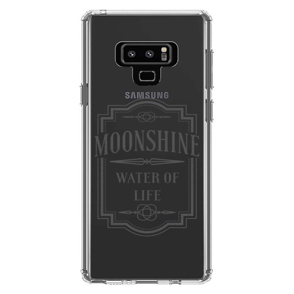 DistinctInk Clear Shockproof Hybrid Case for Samsung Galaxy Note 9 - TPU Bumper Acrylic Back Tempered Glass Screen Protector - Moonshine - Water of Life