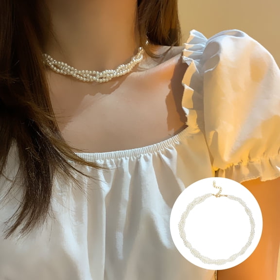 Hyasfey Choker Necklace Elegant Multi-layer Faux Pearl Necklace Fashionable Alloy Jewelry Necklace for Daily Wear