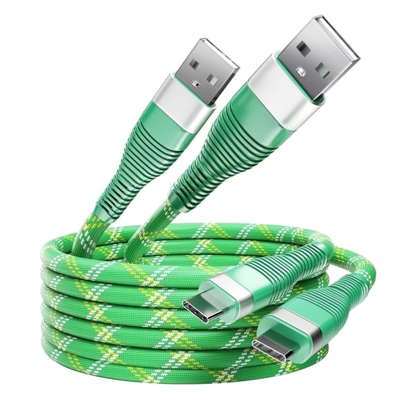 Wellooch 3ft USB-A to USB-C Fast Charging Cable, Durable Braided Type-C Cord 2-Pack -Green