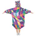 thumbnail image 2 of FORMRS Wearable Blanket Hoodie with Sleeves for Kids Cozy Flannel Sweatshirt, Colorful Wavy Pattern, 2 of 7
