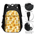 thumbnail image 3 of Honeii White Marble Pattern Sunflower for Travel Laptop Backpack, Business Laptops Backpack with USB Charging Port, College High School Computer Bag for Men Women, 3 of 7