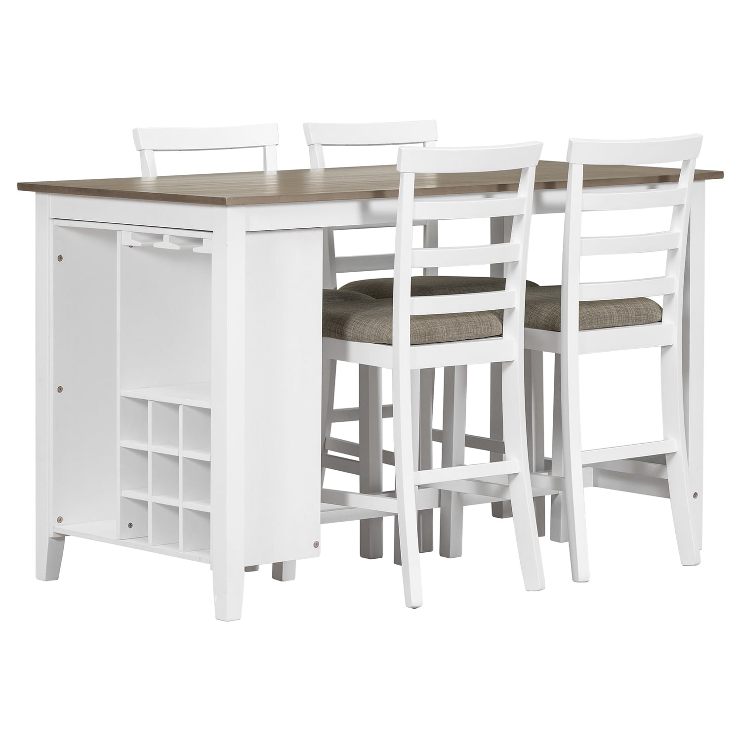 Churanty Wood Counter Height Dining Set for 4 Multi Functional
