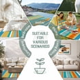thumbnail image 6 of Blue Teal Orange Striped Outdoor Rug for Patio/Deck/Porch, Non-Slip Large Area Rug 5 x 7 Ft, Farmhouse Stripe Indoor Outdoor Rugs Washable Area Rugs, Reversible Camping Rug Carpet Runner, 6 of 8