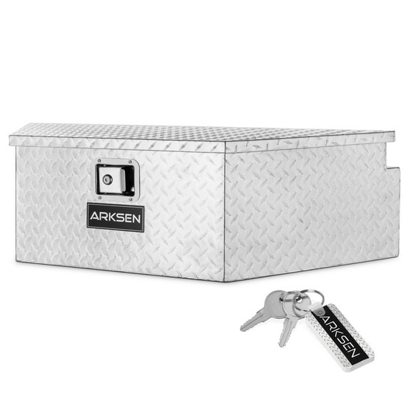ARKSEN 39" Diamond Plate Aluminum Trailer Tongue Box Pickup Truck Tool Box Storage Organizer With Lock Key, Silver