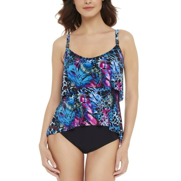 Magicsuit Women's Blue Social Butterfly Grace Swim Tankini Top-Blue / 10