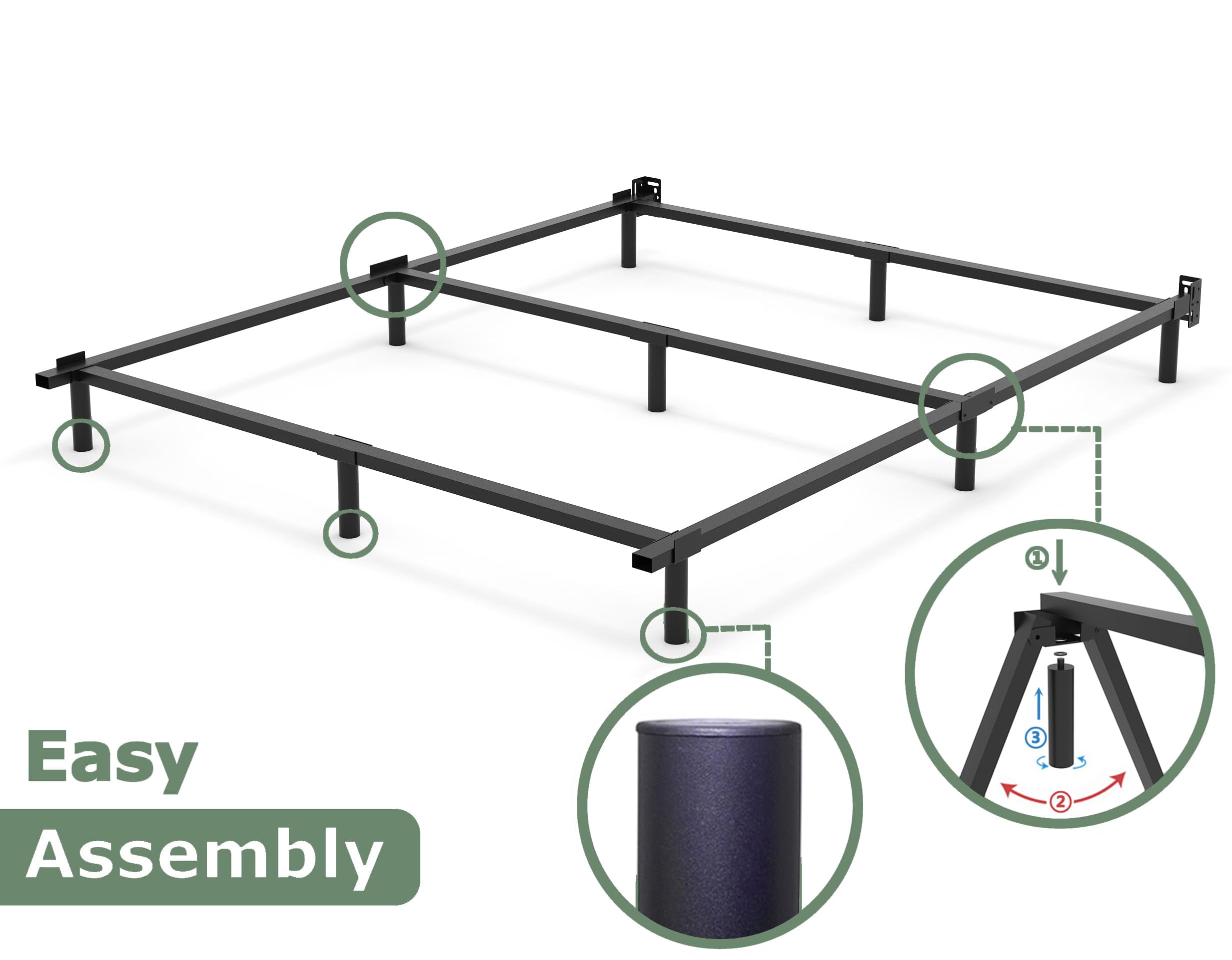 ZIYOO 9 inch Full Size Metal Bed Frame with Recessed Legs, Heavy Duty Bed Base, Easy Assembly, Noise-Free