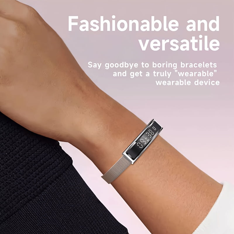 Smart Bracelet with HD Touch Screen, Zinc Alloy Case, Sports Tracker & Step Counter - Multifunctional Fitness Watch, Compatible with Iphone/ Android, USB Rechargeable Battery, Smart Notifications