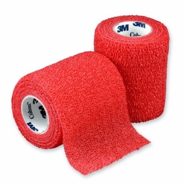 3M Coban Cohesive Bandage Red NonSterile 3" X 5 Yd 24 /Case 1583R