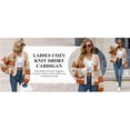 thumbnail image 6 of PUWEI Women's Striped Cardigan Sweaters Long Sleeve Trendy Chunky Knit Color Block Sweater Coat, 6 of 7