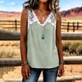 thumbnail image 4 of QUNYINEY Summer Women’s Tank Tops Cotton Linen Colorblock Tops V Neck Sleeveless Casual Loose Fit Lace Tee Shirts Womens, 4 of 6