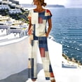 thumbnail image 3 of Naotn Women Two Piece Graphic Print Sets Summer Side Short Sleeve Knot Top Wide Leg Pants Matching Casual Set, 3 of 5