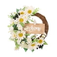 thumbnail image 2 of Corona artificial de girasol para la puerta principal – Corona de flores amarillas de primavera y verano con detalles de madera para porche, pared y decoración del hogar, 2 of 8