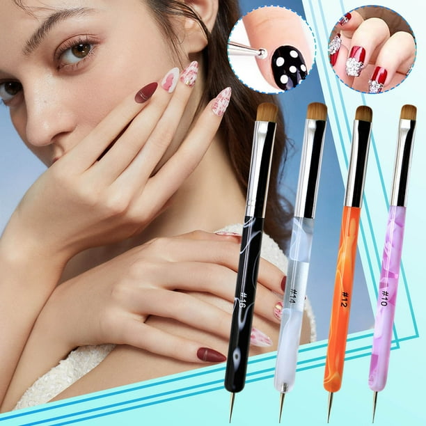 Ganfancp Pincel para Manicura Francesa - Pincel para Manicura con Punteador para Limpiar Cutículas, Punteador para Uñas, Pincel para Manicura Francesa Liquidación Ventas Hoy Ofertas Prime 1* Rotulado