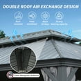 thumbnail image 2 of Domi 12' X 20' Permanent Gazebo Pavilion, Metal Hardtop Gazebo with Galvanized Steel Double Roof Canopy, Built-in Drainage Gutter, Curtain and Netting，Gray, 2 of 11