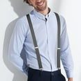 thumbnail image 4 of Men's Pants with 4 Chin Clips for Trousers, Vintage Suspenders Braces for Men Heavy Duty Adjustable Elastic X-Shape (Dark Gray), 4 of 4