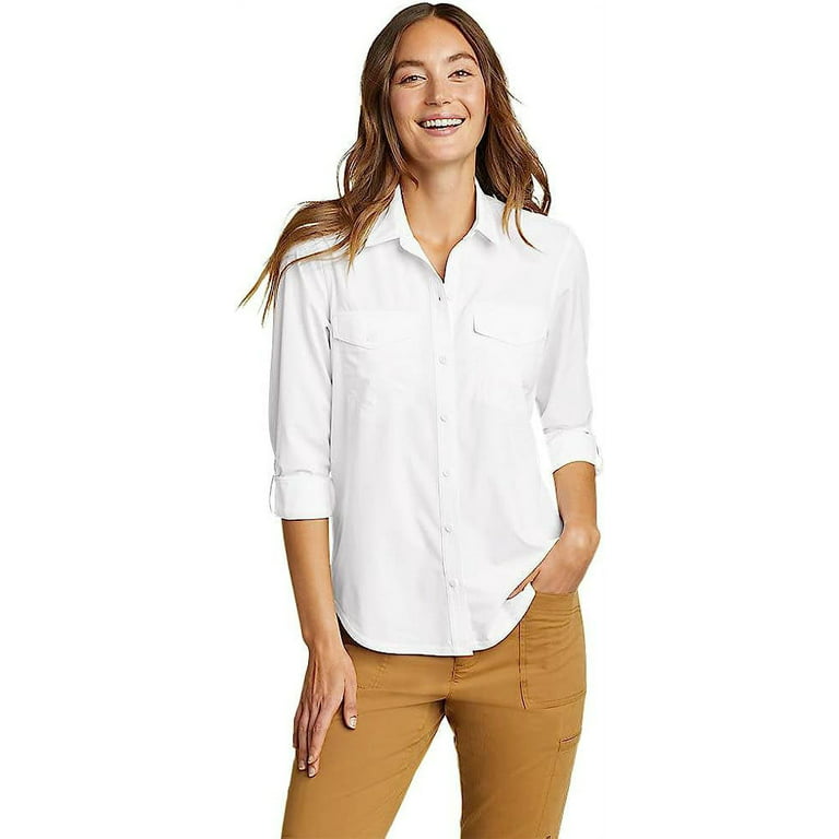 Eddie Bauer Women's Departure 2.0 Long-Sleeve Shirt (White,XX
