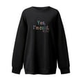 thumbnail image 4 of IROINNID Women's Long Sleeve Sweatshirt Round Neck Thigh-Length Print Loose Autumn Pullover Tops Sweatshirt, Black, 4 of 5