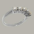 thumbnail image 3 of LBG British Made 14k White Gold Cultured Pearl Womens Eternity Ring - 33 size options - Size 9.25, 3 of 7