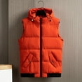 thumbnail image 2 of Puffer vest Male Autumn And Winter Hooded Vest Jacket Solid Color Multi Pocket Warm Coat, 2 of 4