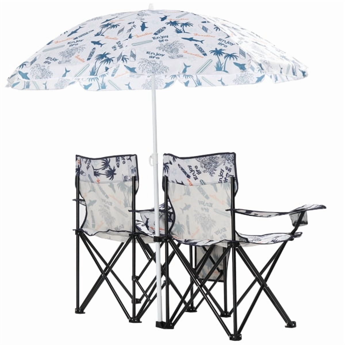 Alvantor 2-Seat Folding Chair with Removable Umbrella for Beach, Camping and Fishing