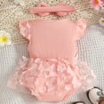 thumbnail image 4 of Yindaity Newborn Dresses for Baby Girls Newborn Baby Girl Lace Romper Infant Summer Boho Flower Tulle Dress Party Gifts Newborn Photography Outfits(12-18 Months,Pink), 4 of 6