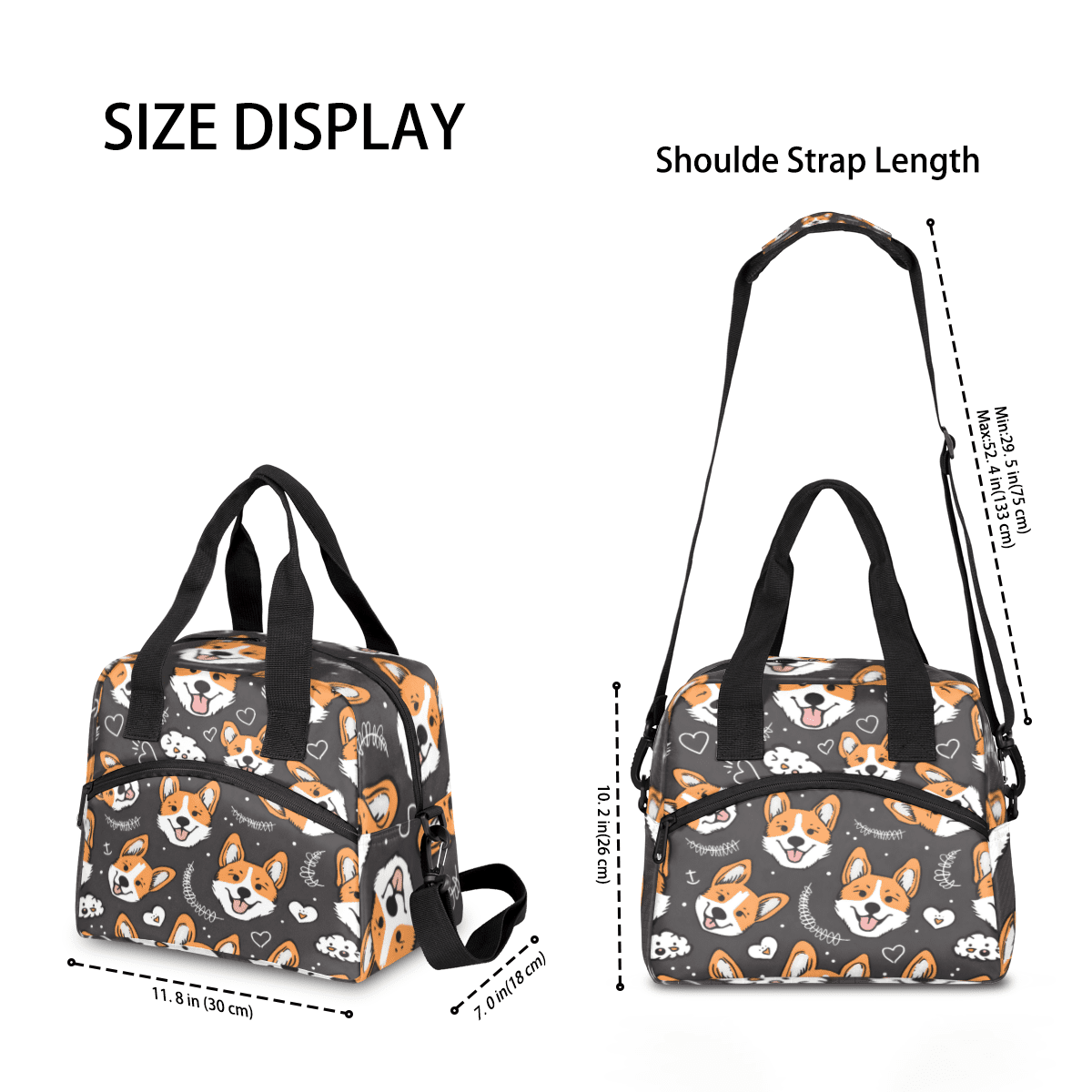 Herdesigns Cute Welsh Corgi Dog Insulated Lunch Bag for Women Men Adults Large Reusable Lunch Box Leakproof Portable Cooler Tote Bags with Adjustable Shoulder Strap