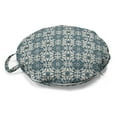 thumbnail image 1 of Azulejo Round Floor Cushion with Handle, Shabby Antique Portuguese Moroccan Mosaic Tiles in Classic Victorian Grunge, Pillow for Living Room & Dorms, 18" Round, Pale Tan Dark Teal, by Ambesonne, 1 of 4