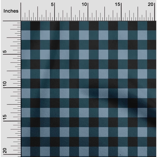 oneOone Polyester Lycra Fabric Gingham Check Print Fabric BTY 56 Inch Wide