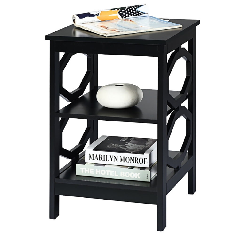 Finihen Side End Table, 3-tier Nightstand Sofa Side End Accent Table, Bed Side Tables, for Living Room, Bedroom, Black Finihen Side End Table, 3-tier Nightstand Sofa Side End Accent Table, Bed Side Tables, for Living Room, Bedroom, Black