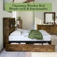 thumbnail image 5 of VANACC Queen Size Bed Frame Wooden Platform Bed with 51.2" Storage LED Bookcase Headboard, 4 Storage Drawers & Charging Station/No Box Spring Needed/Noise Free/Rustic Brown, 5 of 8