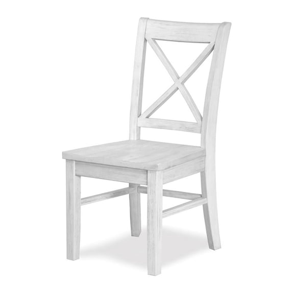 Pemberly Row Solid Wood X-back Dining Chair in White (Set of 2)