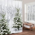 thumbnail image 4 of Christmas Tree Shower Curtain Winter Forest Pine Tree Snowflake Snowfall Natural Scene Bathroom Shower Curtains for Bathtub Decoration with Hooks 72x72 Inch, 4 of 6