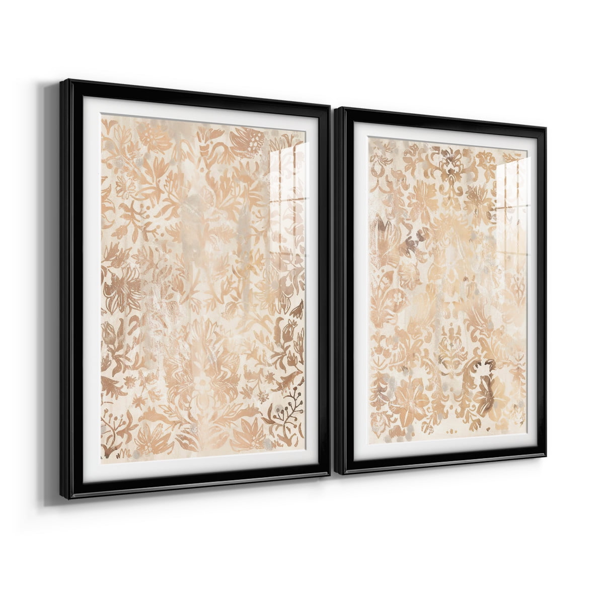 Wexford Home Walnut Damask I Premium Framed Print, 22.5" x 30.5" - Ready to Hang, Black (Set of 2)