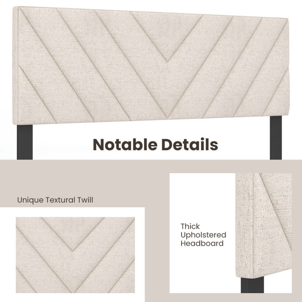 Demifill Linen Upholstered Headboard for Full and Queen Size Bed Frame, Headboard for Bedroom, Beige