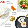 thumbnail image 3 of Silicone Cooking Utensils Set - 446°F Heat Resistant Silicone Kitchen Utensils for Cooking,Utensil Spatula Set w Wooden Handles and Holder, BPA FREE Gadgets for Non-Stick Cookware (Cream White), 3 of 9