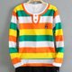 thumbnail image 5 of Blusa y camisa de manga larga con cuello vuelto para niños, blusa de verano con estampado de rayas, deportiva y recreativa, de manga larga y cuello redondo para niños, parte superior de poliéster para, 5 of 6