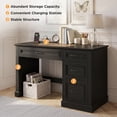 thumbnail image 6 of Vabches Farmhouse Wood 47" Executive Desk, Home Office Computer Desk with Charging Station and File Drawer, 6 of 7