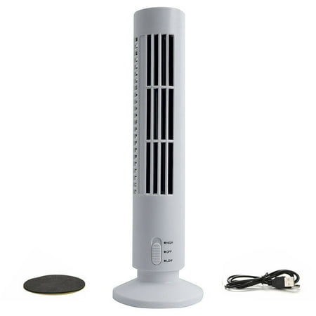 

Portable USB Vertical Bladeless Fan Mini Air Condition Fan Desk Cooling Tower Fan for Home/Office White