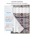 thumbnail image 2 of No Hook Cloth Fabric Shower Curtain with Snap in Liner, Boho Blue Yellow Waterproof Shower Curtains Set with See Through Top Window, Retro Bohemian Flower Leaf Tribal Bath Curtains Shower 54"x78", 2 of 6